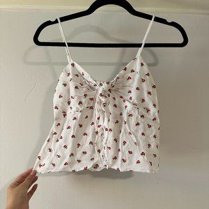 Floral White Spaghetti Strap Top